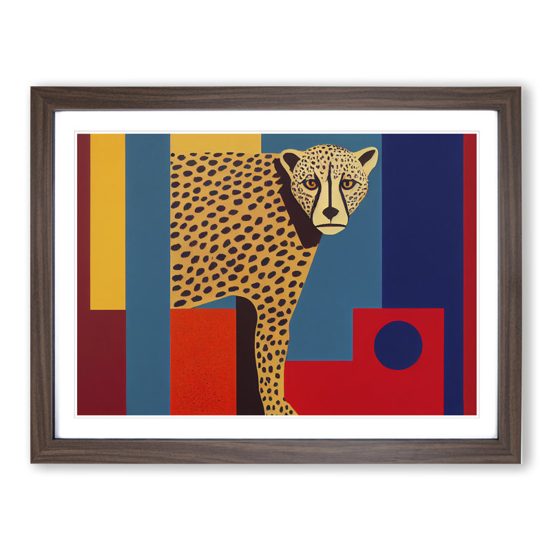Abstract Cheetah - Single Picture Frame Print, 25cm H x 34cm W x 2cm D, Walnut