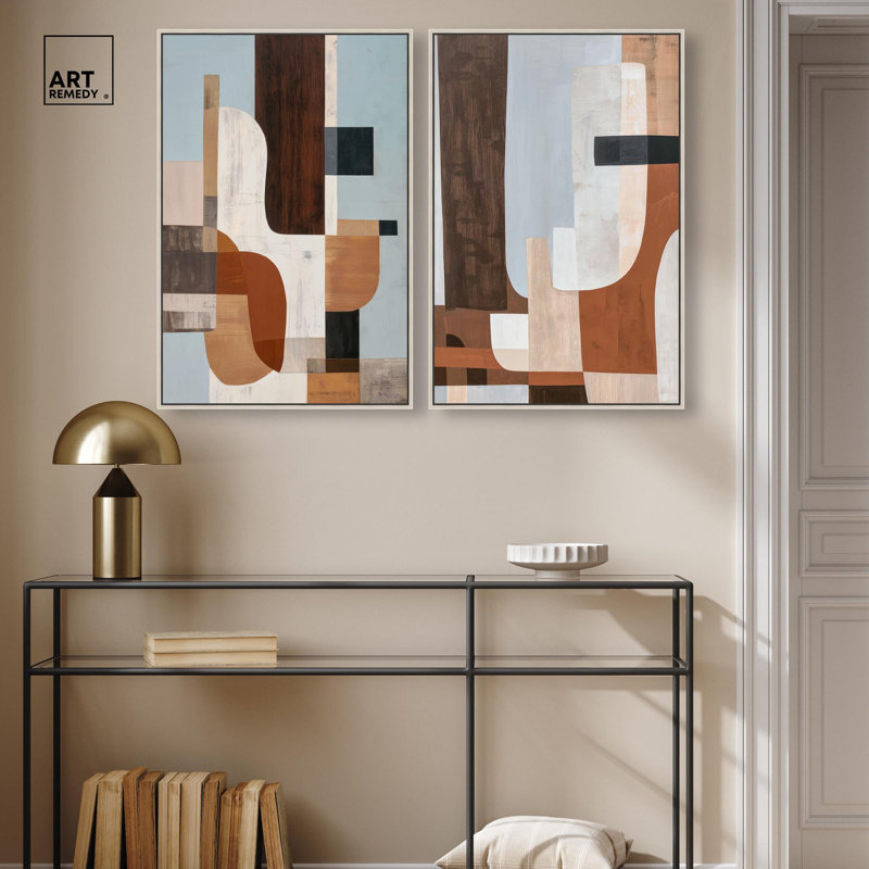 Wood Forms Duo Canvas Print Brown Wall Art Set by Art Remedy, Black Frame, 10 x 15, H 31 po x l 21 po, Silver Frame