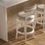 Tabouret de bar avec retour automatique à 180 degrés, 31 po Hauteur de l'assise, structure en bois blanc, revêtement en similicuir gris, pieds incurvés, poids de l'emballage de 31,23 lb, tabouret de 31 po et cuir, dossier ouvert 20,29