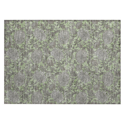 Washable Floral Indoor / Outdoor Rug