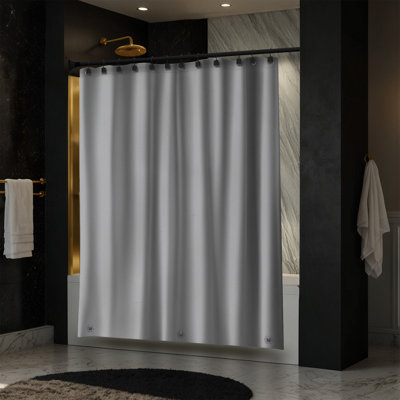 Doublure de douche en PEVA avec œillets noirs Moorefield, doux au toucher, 72 po x 72 po, gris