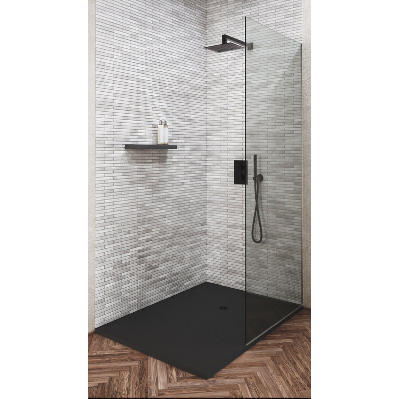 Base de douche Curbless Ava ardoise 48 po x 36 po, Noir
