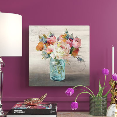 French Cottage Bouquet II 1 Piece Wall Art on Canvas