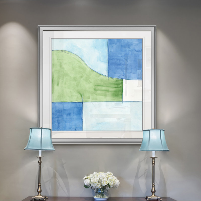 " Patch I ", 16" H x 16" W x 1.5" D, Silver Framed