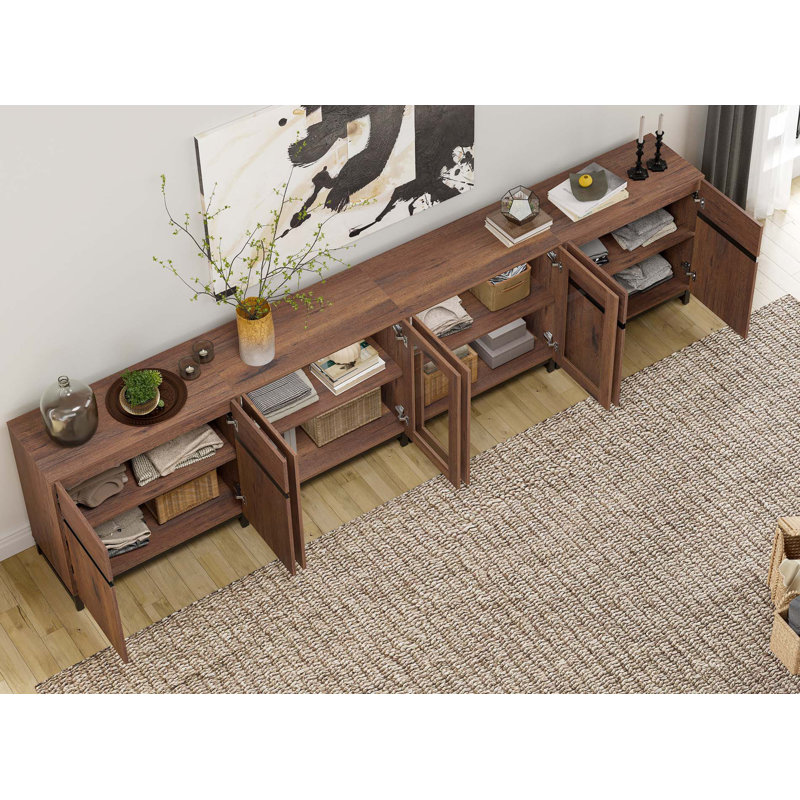 Commode moderne avec tablettes réglables, commode 4 en 1 avec portes en verre, organisateurs de placard et armoire de rangement pour chambre à coucher