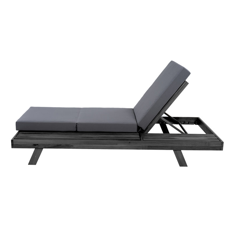 Ensemble de méridienne de salon, espace disponible sur un côté, bois d'acacia massif avec coussin de détente (triple fois)