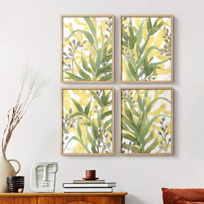 Sea Grass Fresco I, ensemble de 4 reproductions encadrées
