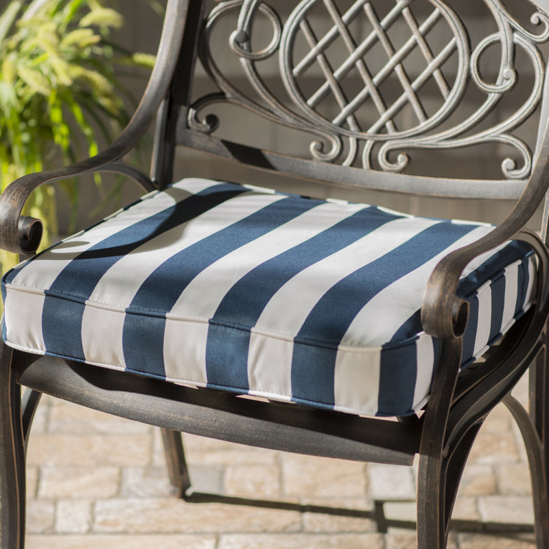 Outdoor 3'' Dining Chair Seat Cushion, 20" W x 20" D, Stripe Navy