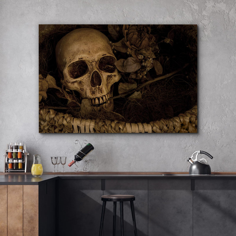 «Skeleton Gothic Moody Dark», œuvre d'art moderne, décor, Toile tendue, H 32 po x l 48 po