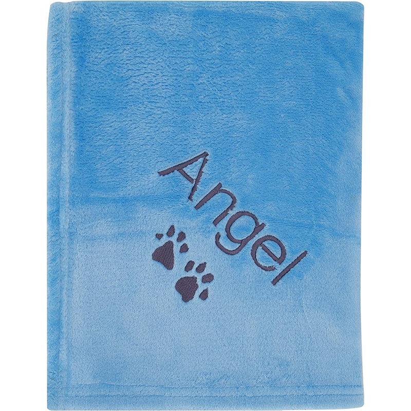 Couverture personnalisée avec nom et pattes, 40 po x 28 po, Oui, Bleu