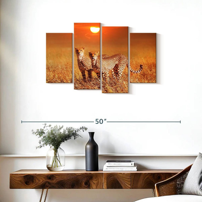 Cheetahs At Sundown, H 22 po x l 36 po