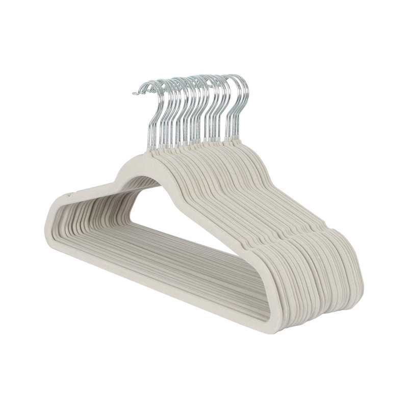 Harbour Housewares - Velvet Hangers - Non-Slip Coat Hangers with Trouser Bar, 25, Grey