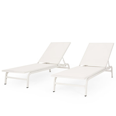 Outdoor Chaise Lounges - White, Aluminum, Nylon Mesh, Handmade  2 Lounge Pair White Aluminum Construction, Hand-Crafted Details, Assembly