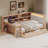 L-shaped Wooden Daybed with Desk and Storage Bookcase-587243151-587243152