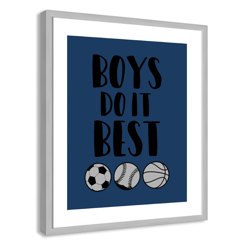 «Boy Do It», art encadré, H 25,5 po x l 21,5 po x P 1,18 po, Cadre argenté