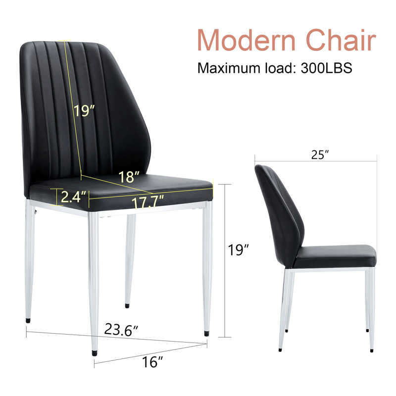 Ensemble de 8 chaises de salle à manger avec dossier, chaise d'appoint avec pieds en métal pour les cafés, Noir