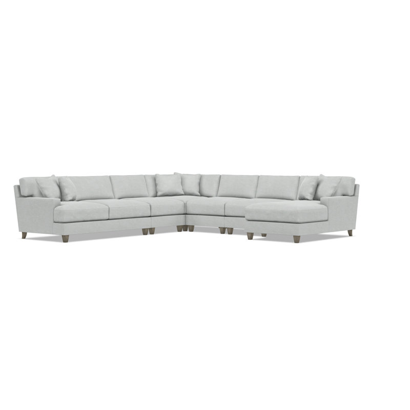 Bernhardt Mila 6-Piece Fabric Sectional, Gray Polyester Blend, Right Hand Facing, 33.5" H x 137" W x 137" D