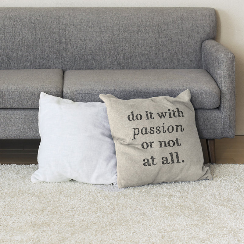 Coussin de sol inspiration passion, Blanc / Noir, 40 po x 40 po