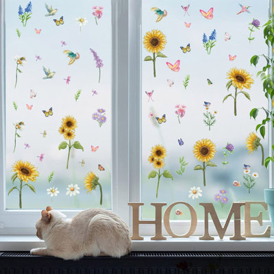 Colored Sunflower Window Stickers Spring Summer Window Stickers Decoration Sticker Wall Sticker Window Sticker