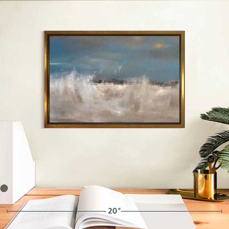 Vagues de la mer sauvage, Cadre flottant doré, 13 po x 9 po