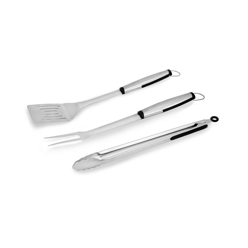 Ensemble d'outils de barbecue en acier inoxydable 3 pièces Kenmore - Fourchette, pinces et spatule