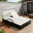 Outdoor Steel Frame Sun Lounger with Adjustable Backrest,Patio Double Sunbed with Hidden Side Table and Arched Armrests-1153081401