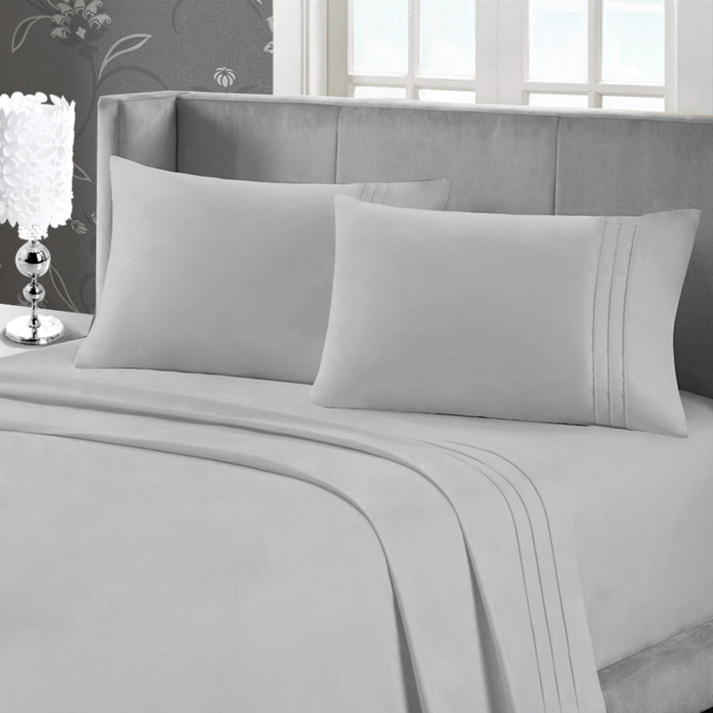 Ensemble de draps en microfibre Casden, Argent, Grand