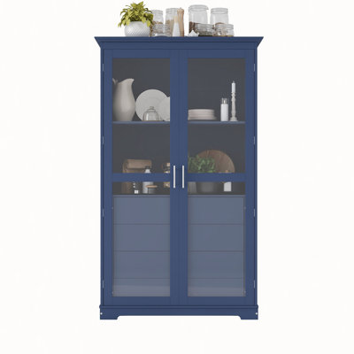 44.7x20x75inch Kitchen Pantry, Freestanding Kitchen Storage Cabinet Display Cabinet with Glass Doors and 4 Built-in Drawers for Living Room, Home Offi by One Allium Way