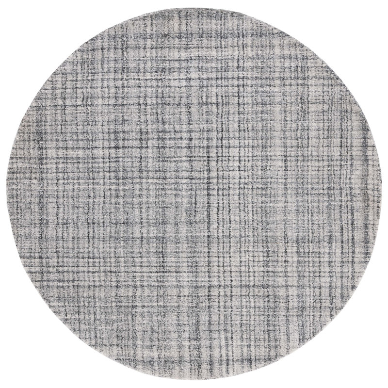 Abstract Hand Tufted Performance Striped Rug, Round 6'
