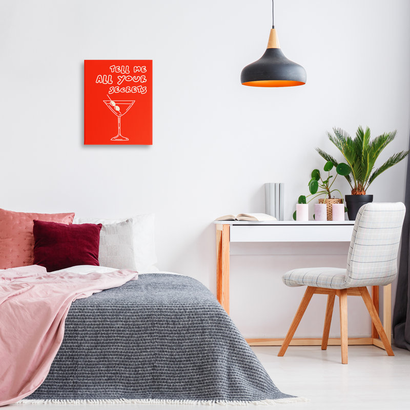 Tell Me Your Secrets, toile de cocktail, design par House of Lulu, H 20 po x l 16 po