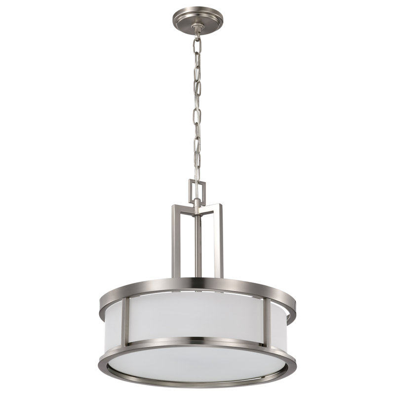 Lustre tambour 4 lumières Floyd, Non, Nickel brossé