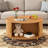Round Coffee Table with Storage, 31.5" Mid Century Modern Coffee Table with 360° Curved Sliding Door-1279393445