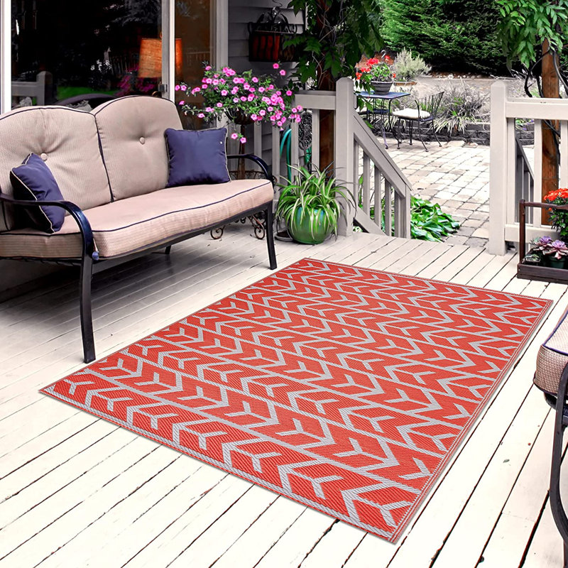 Tapis intérieur / extérieur orange Boston-Blu, Rectangle 6 pi x 9 pi
