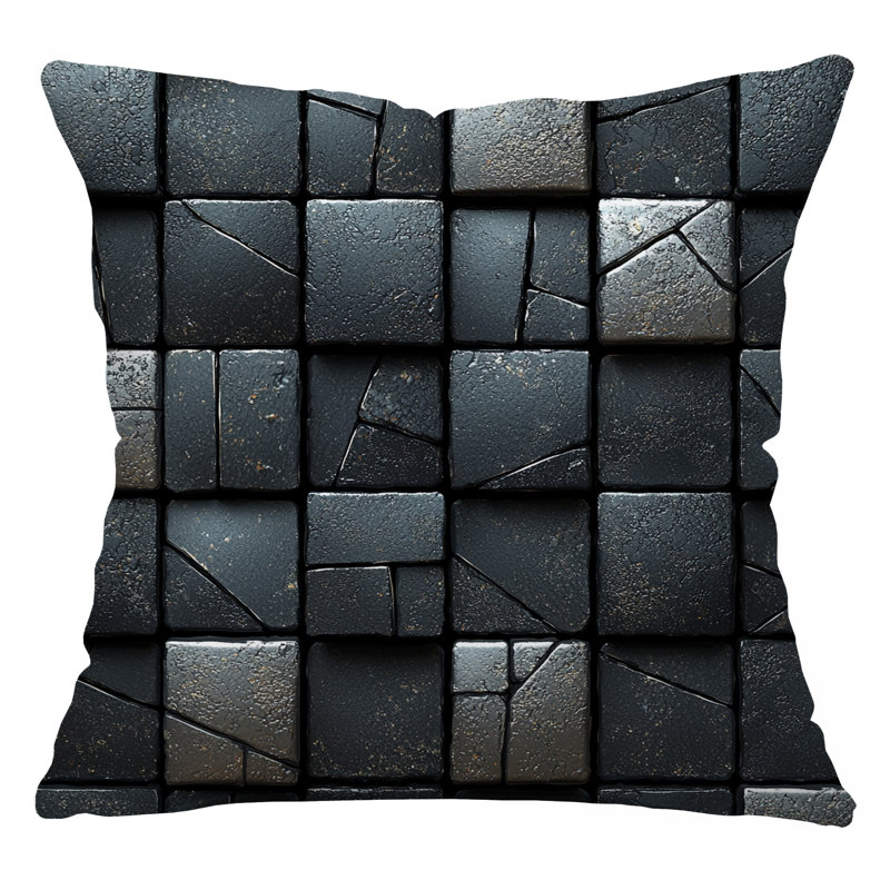 Blocks Throw Pillow, Geometric Cotton Twill Pillows, Square 16"