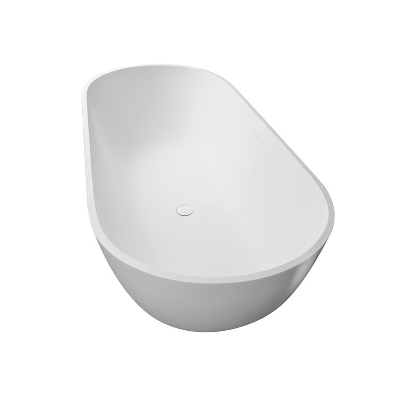 68.9 Inch Solid Surface Freestanding Bathtub, Matte White, Oval Shape, Soaking Type, Contemporary Style, High - Grade Texture, For Bathroom Inch, Surface, Finish, Modern And Minimalist, Easy