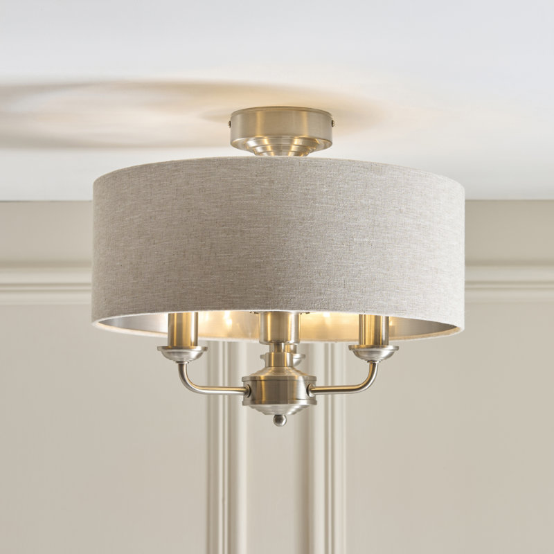 Linen Flush Mount, Brushed Chrome
