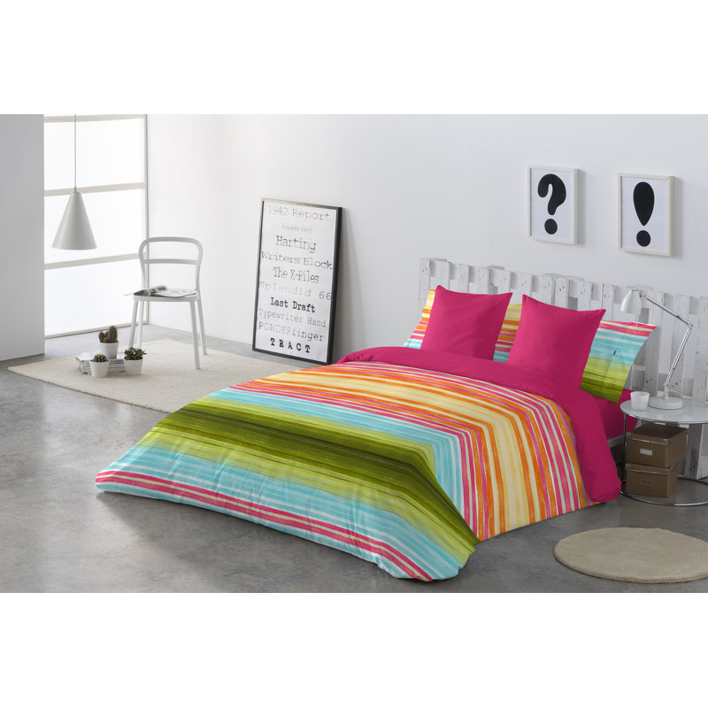Elyse Striped Duvet Cover, Pink, King Duvet Cover