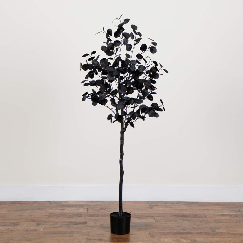 Arbre d'eucalyptus artificiel noir d'Halloween, H 60 po x l 24 po x P 24 po