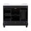 Armoire de salle de bain noire 36 po, 4 tiroirs et 1 porte, lavabo en résine, tablettes réglables, cadre en bois massif avec meuble-lavabo contemporain