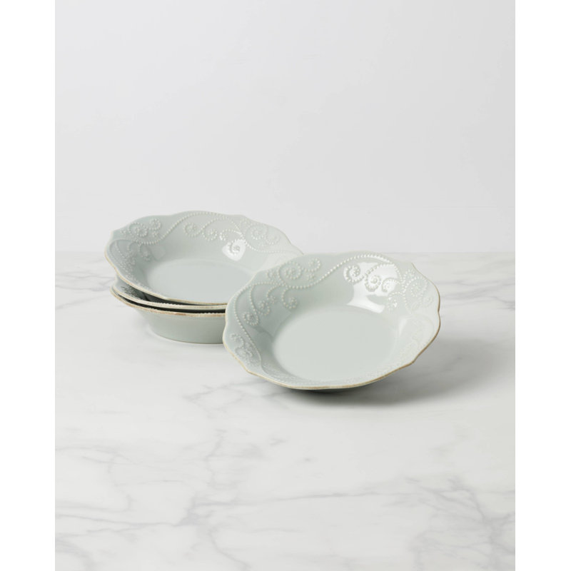 French Perle Ice Blue Pasta Bowls