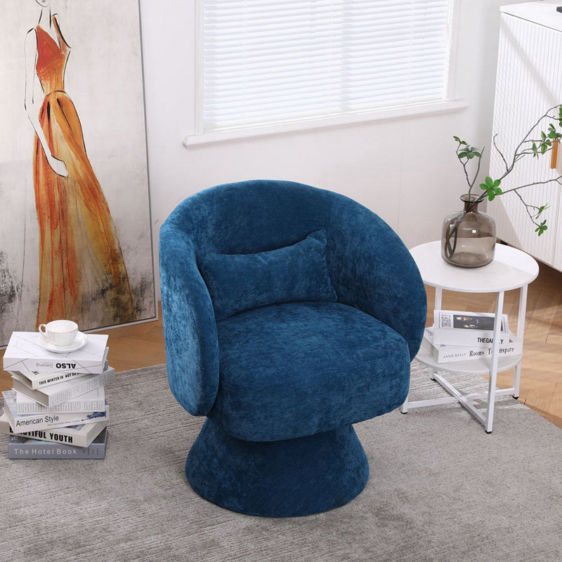 Huertes Upholstered Swivel Armchair, Teal Fabric