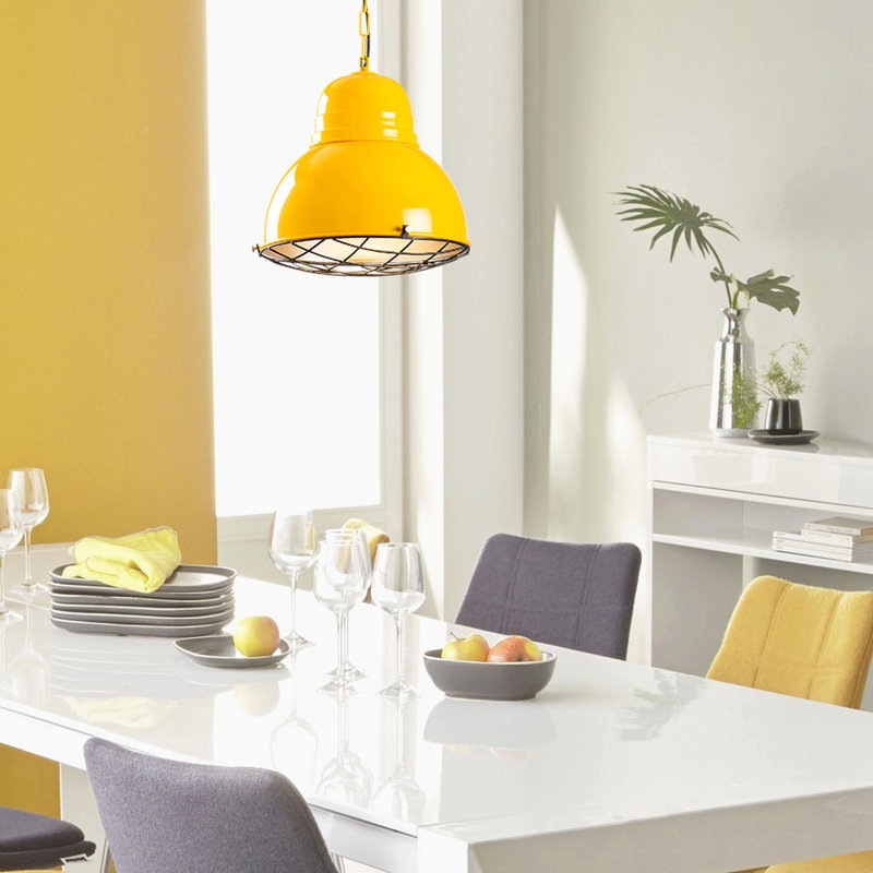 Lustre moderne jaune et doré, hauteur réglable, 12,2 po de diamètre x 38,6 po de hauteur | Corps en fer, douille E27 (40 W maximum) | Conception élégante et innovante pour le salon, la salle à manger et le vestibule, indice de protection IP20