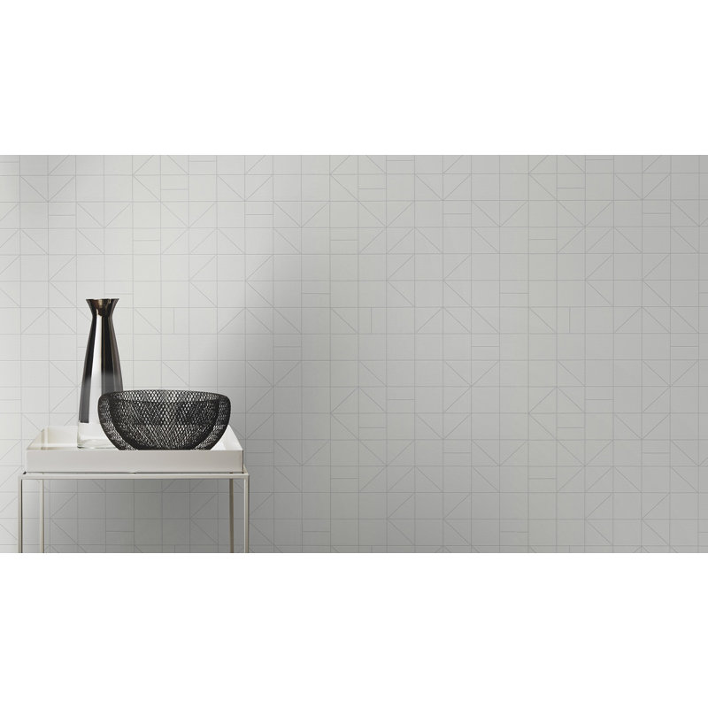 Rouleau de papier peint géométrique L 33 pi x l 20,5 po Sabatino, Argent