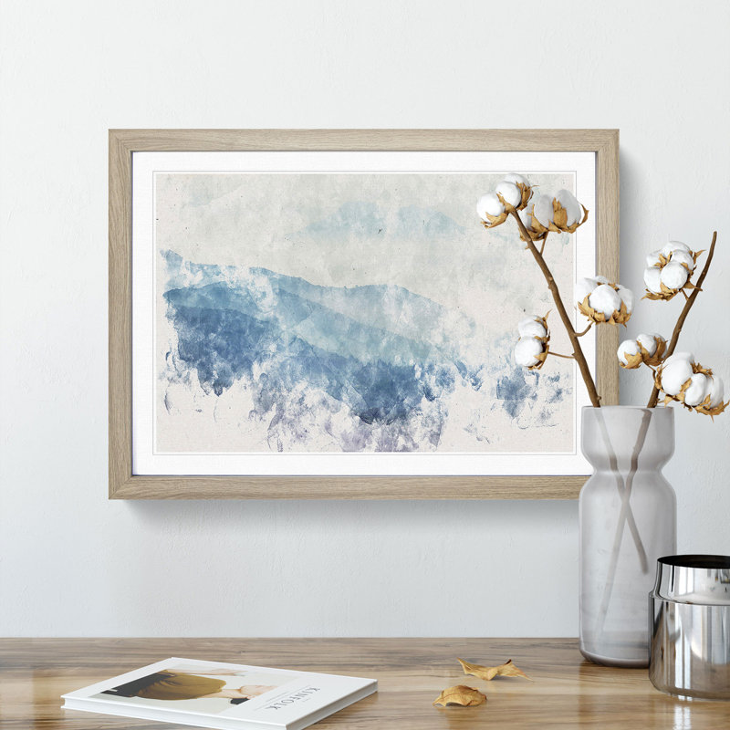 Mountain Fog in Crete Greece - Framed Print, 45cm H x 63cm W x 2cm D, Oak Framed