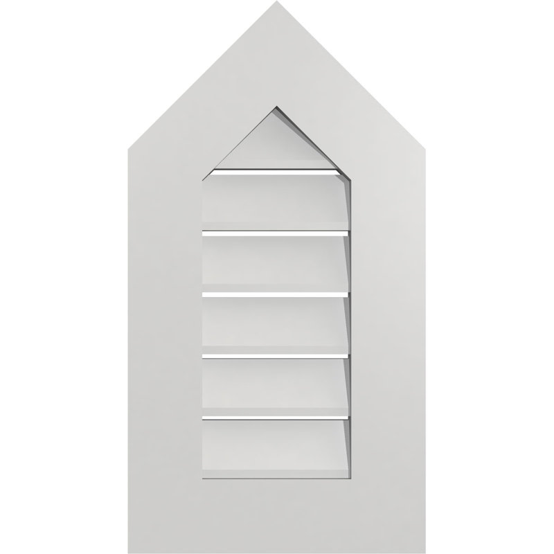Peaked Top Surface Mount Signature Urethane Functional Gable Vent 12/12 Pitch, Primed Tan, 26" H x 14" W x 1" D