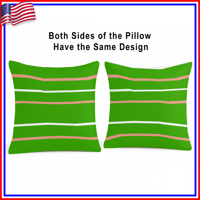 Green Pink Stripes Double Sided Throw Pillows, 16 x 16 inches