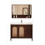 Meuble-lavabo autoportant en bois d'hévéa massif 39,76 po avec armoire à miroir intelligente-1171901166