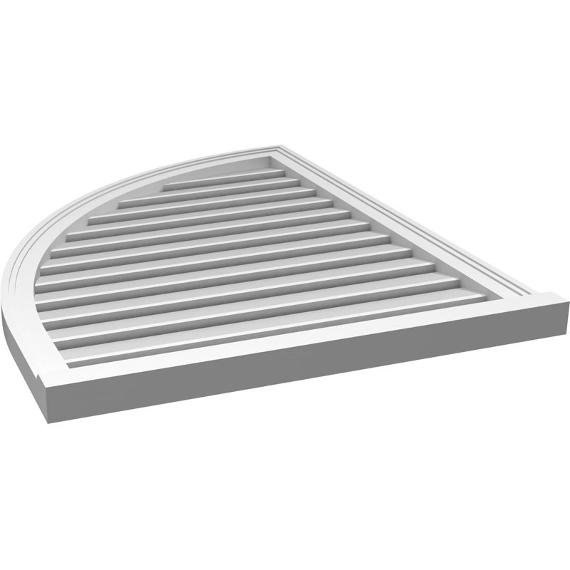 Quarter Round Left Surface Mount Signature Urethane Functional Gable Vent, Primed Tan, 28" H x 24" W x 2" D