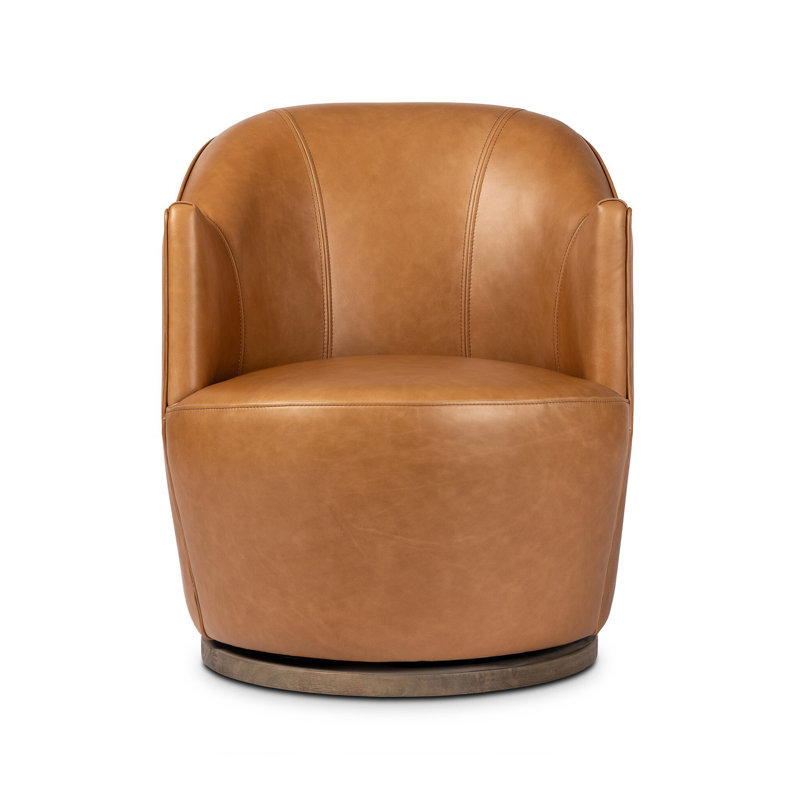 Aurora 26" Wide Swivel Armchair, Sonoma Butterscotch Genuine Leather