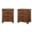 Ensemble de table de chevet rustique en bois massif récupéré à trois tiroirs Rustic-130135713